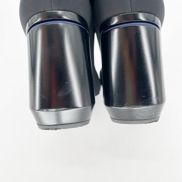Prada Black Square Toe Logo Block Heel Nylon Ankle Sock Boot Bootie size IT 40 - Picture 10 of 15